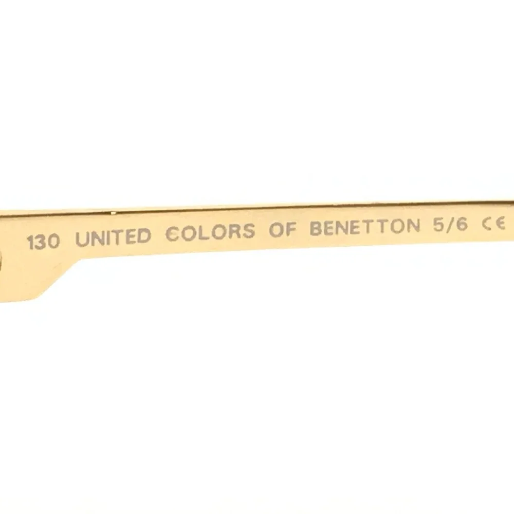 United Colors of Benetton Sunglasses BEN 203 190 Black Gold Round w/ Blue Lenses
